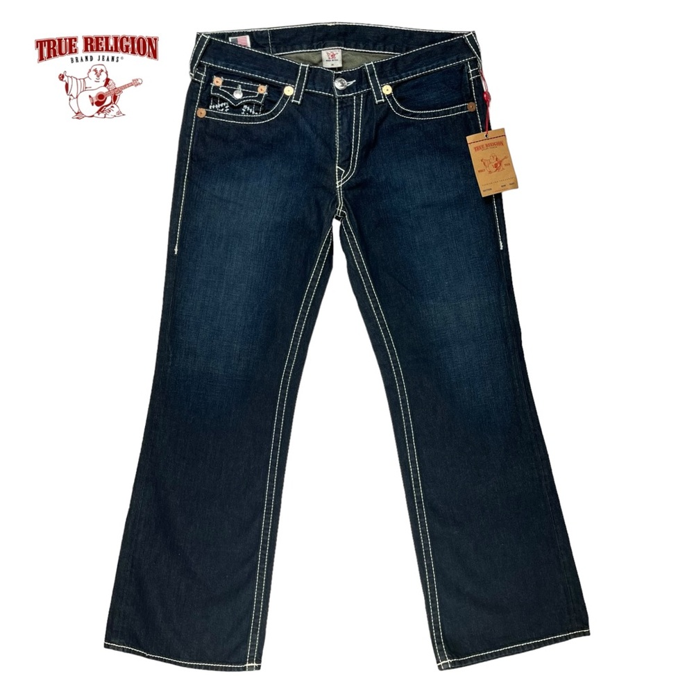 True Religion Men 38x34 Billy Big T Dark Wash Flap Pocket Jeans